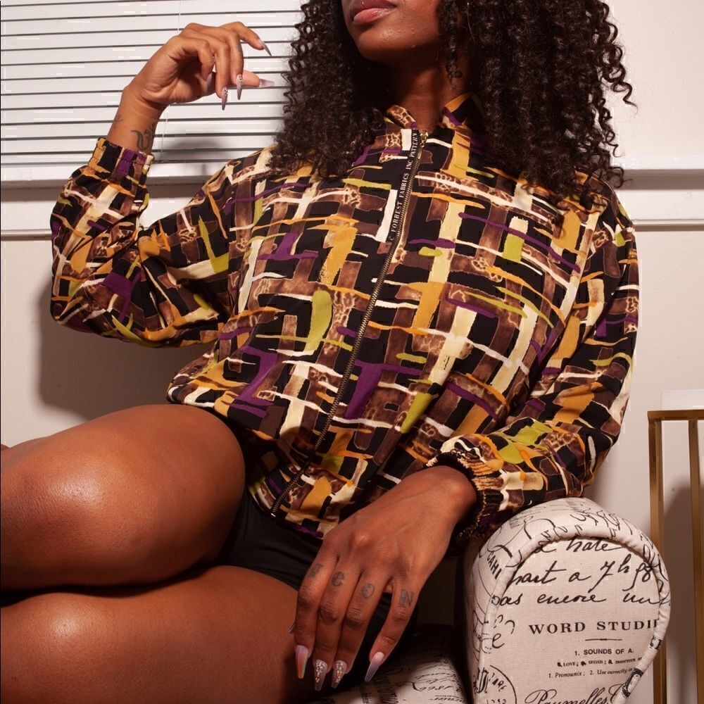 Retro Vintage Multi-Colored Zip-Up Jacket